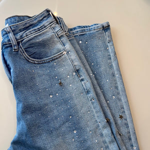 Tiny Star and Rhinestone Straight Jean