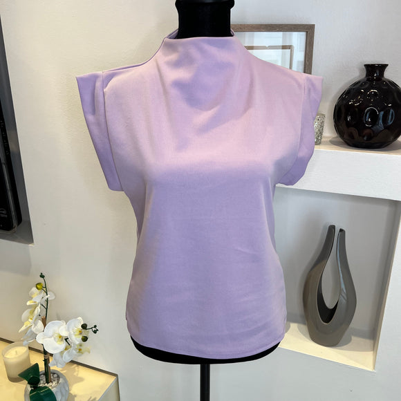 Lavender Solid Mock Neck Top