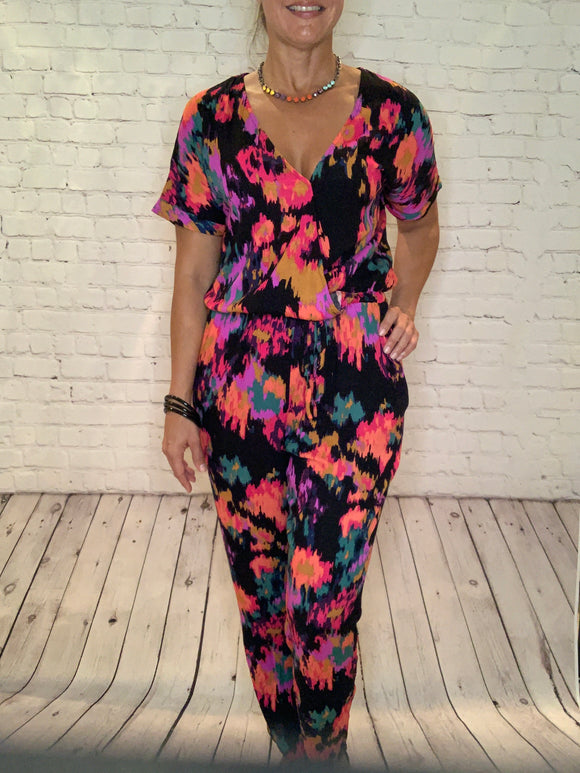 V-neck Multi Printed Jumpsuit