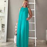 Turquoise Halter Jumpsuit