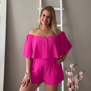 Off Shoulder Short Sleeve Romper