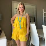 Yellow Pleated Romper