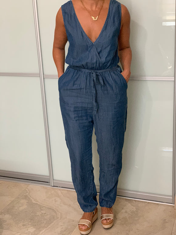 Denim Sleeveless Jumpsuit