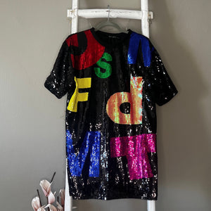 Sequin Letters Shirt Dress