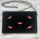 Lips Beaded Clutch