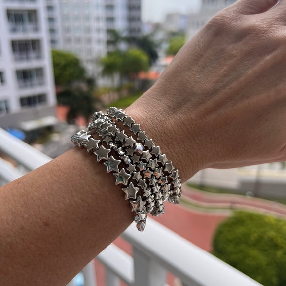 Silver Stars Elastic Bracelet