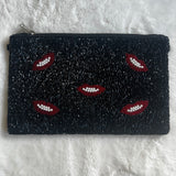 Lips Beaded Clutch