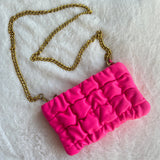 Neon Pink Quilted Puff Bag