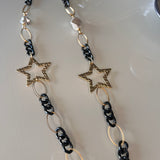 Stars and Pearls Black Chain Necklace