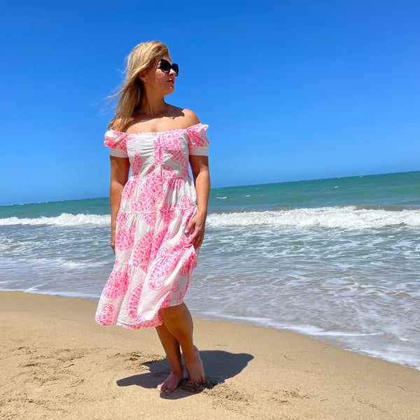 strapless open back dress Hot Pink Off Shoulder Short Party Dress Homecoming Dress, DP3806 – DSProm main image 1