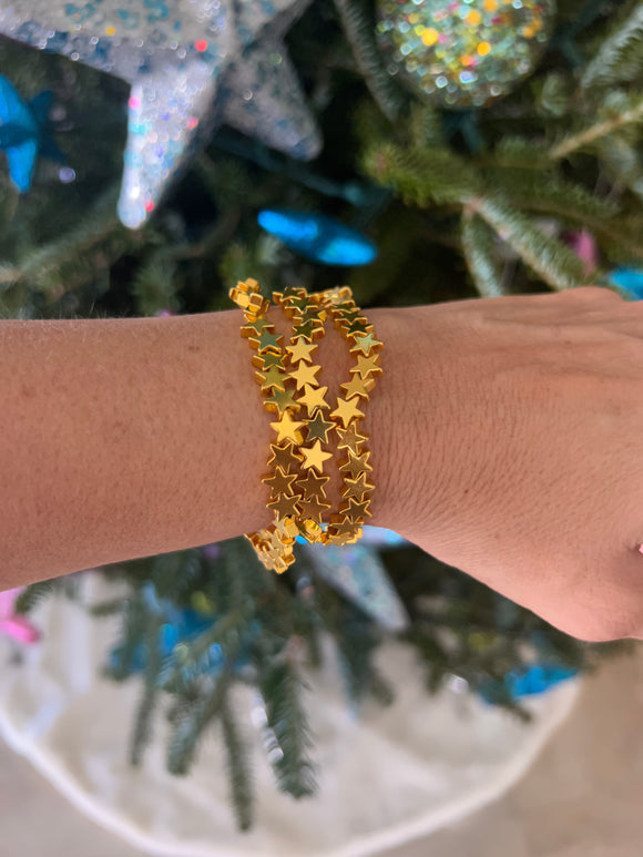 Gold Stars Elastic Bracelet Trio