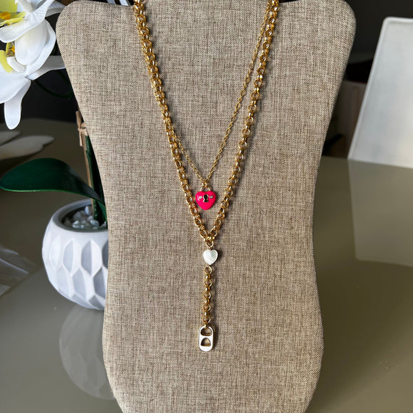 Neon Heart Lock Necklace (2 Colors Available)