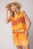 Tangerine Border Printed Top and Short Set