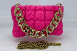 Neon Pink Quilted Puff Bag