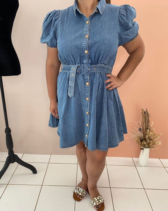 Denim Puff Dress