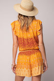 Tangerine Border Printed Top and Short Set