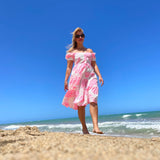 Off-Shoulder Neon Pink Dress