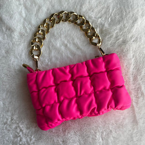 Neon Pink Quilted Puff Bag