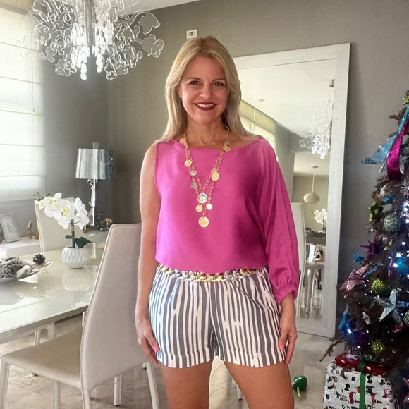 Hammered Satin One Sleeve Top